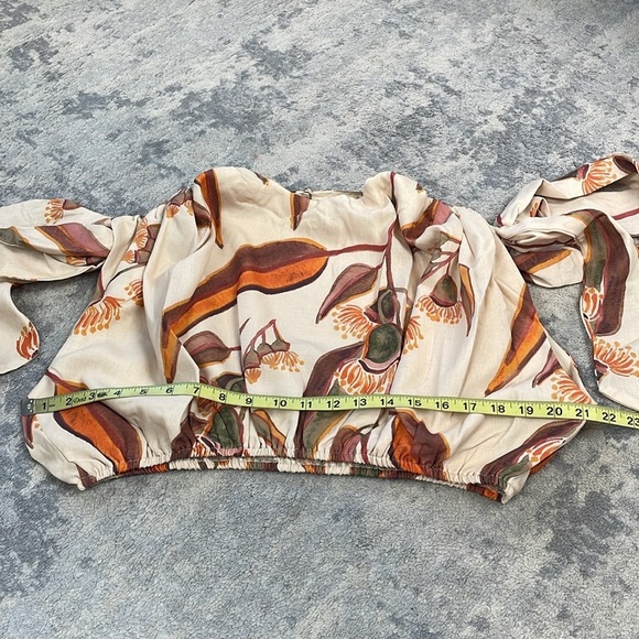 NWT Andrea Iyamah Halima Crop Top Resort Wear Cover Up Eucalyptus Leaves Sz L - Picture 10 of 15